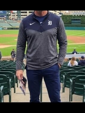 Nike Detroit Tigers Dri-FIT Quarter-Zip Pullover - Black & Gray